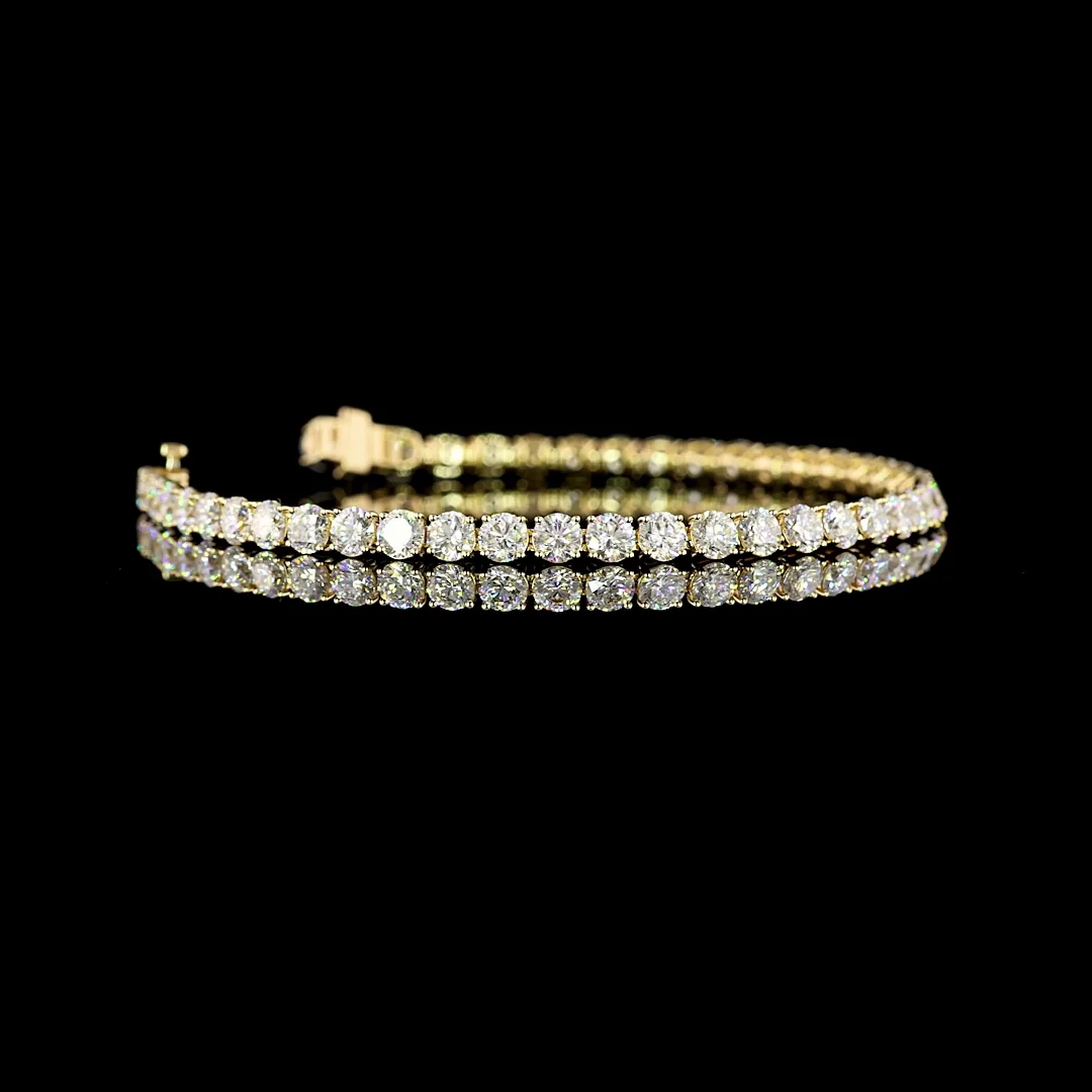 8.06 Cts 14k Yellow Gold Round Shape Tennis Bracelet - Video