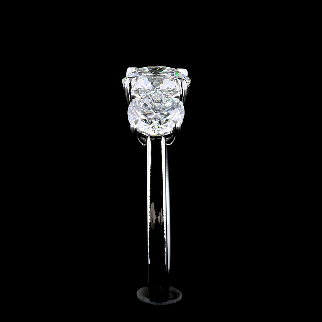 2.11 Cts Platinum Round Shape 3 Stones Ring - Image 2