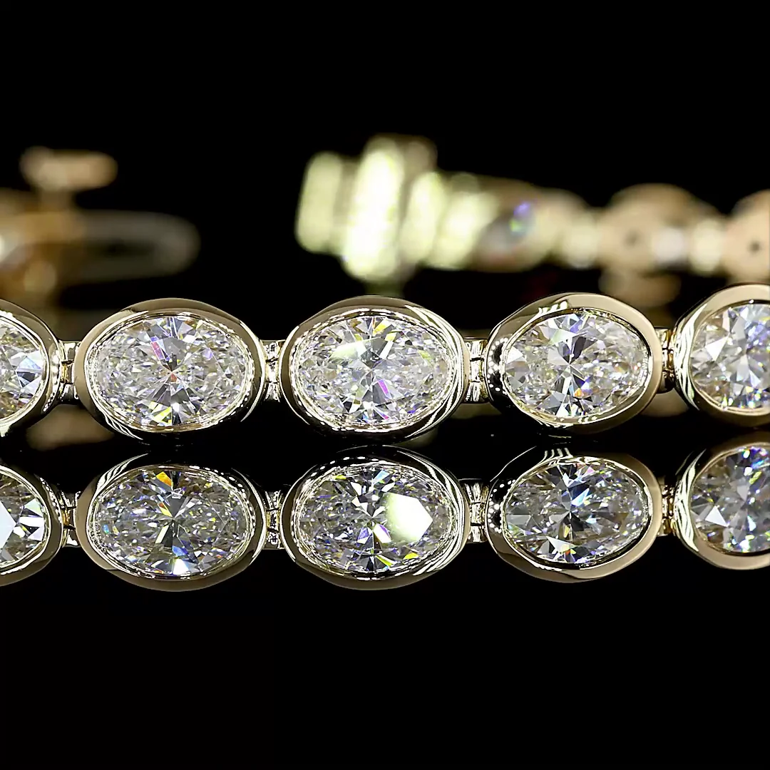 8.19 Cts 14k Yellow Gold Oval Shape Tennis Bracelet - Image 3