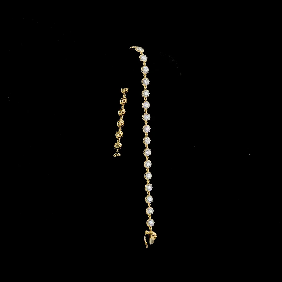 3.9 Cts 18k Yellow Gold Round Shape Tennis Bracelet - Image 3