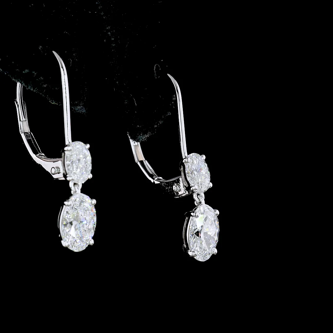 1.42 Cts 14k White Gold Oval Shape Hanging Earring - Image 3