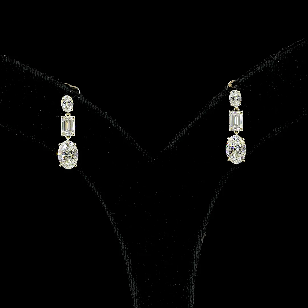 2.39 Cts 14k Yellow Gold Oval Shape Hanging Earring - Image 3