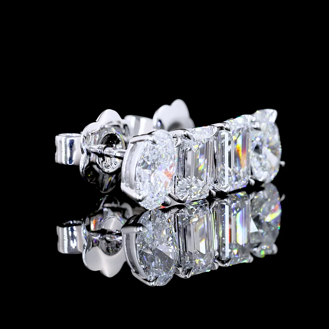 1.93 Cts 14k White Gold Oval Shape Studs Earring - Video