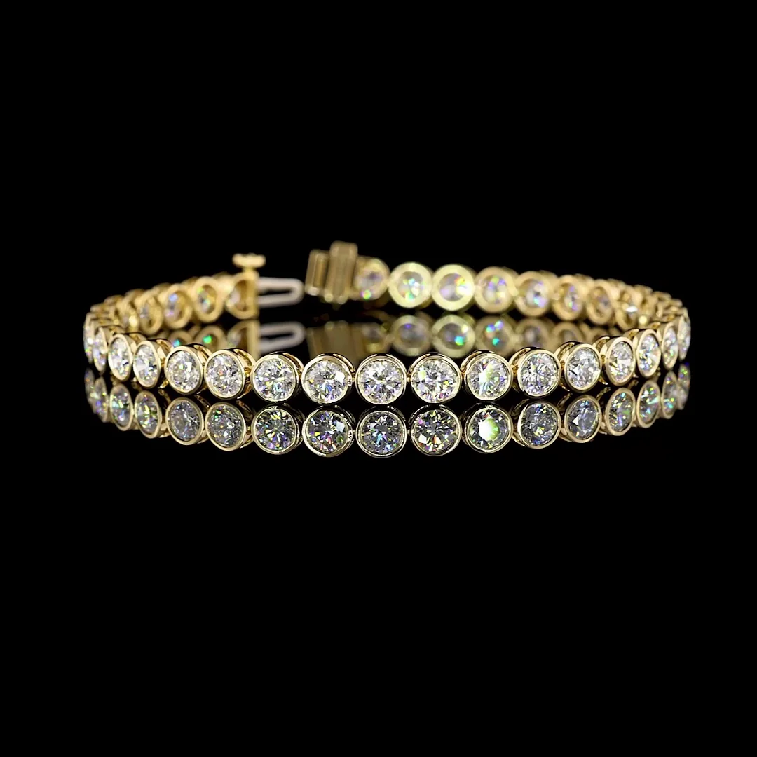 8.89 Cts 14k Yellow Gold Round Shape Tennis Bracelet - Video