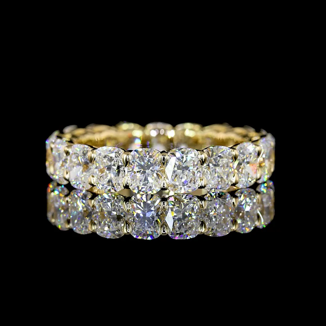 4.42 Cts 14k Yellow Gold Cushion Brilliant Shape Eternity Band Eternity Band - Video