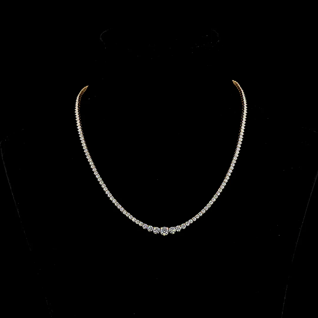 8.34 Cts 18k Yellow Gold Round Shape Riviera Necklace - Image 3