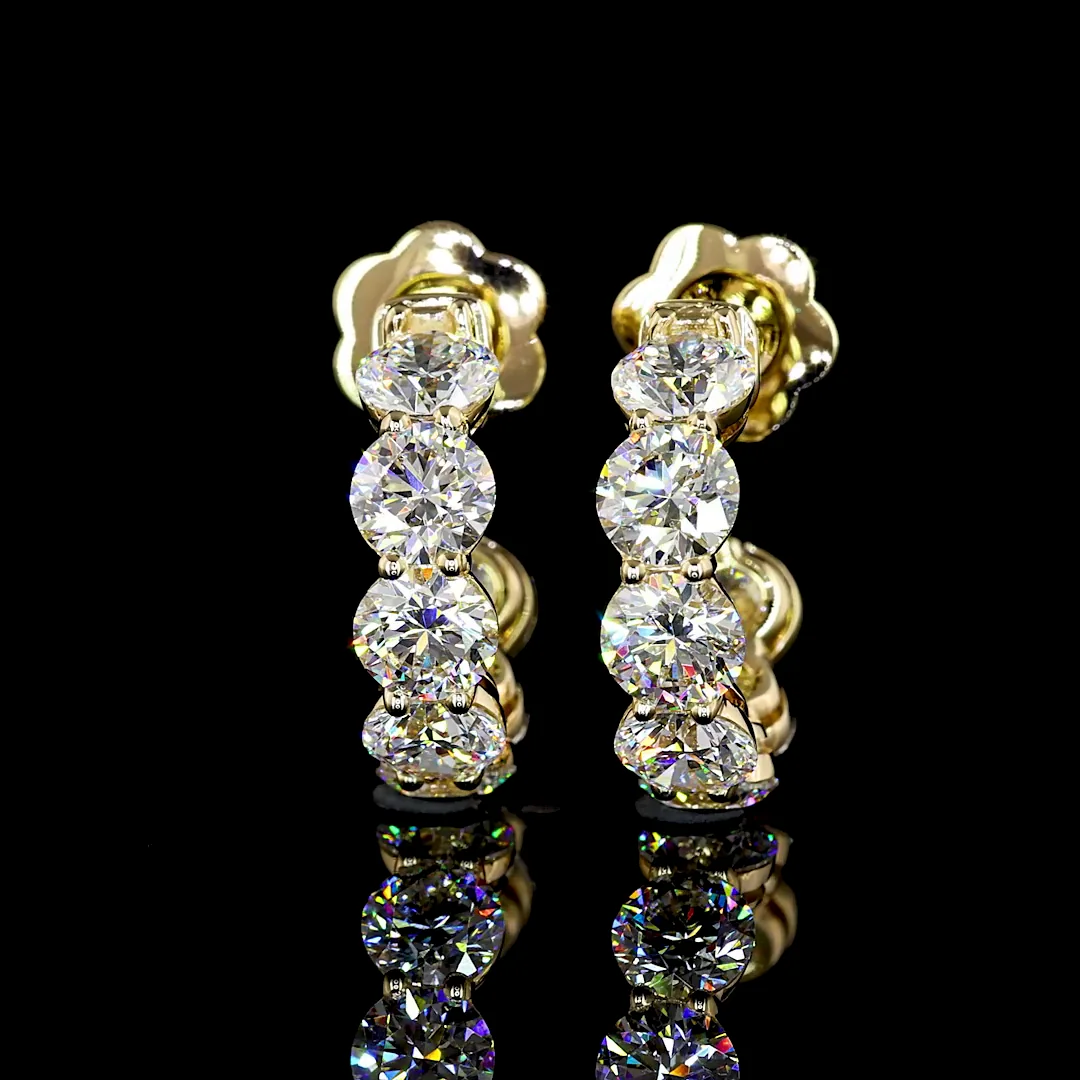 4.72 Cts 14k Yellow Gold Round Shape C Hoops Earring - Image 3