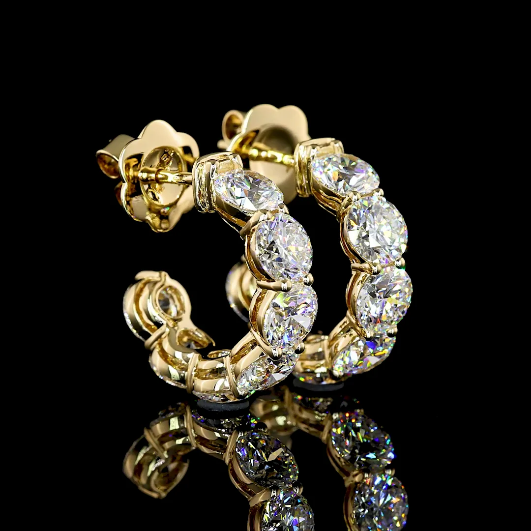 4.72 Cts 14k Yellow Gold Round Shape C Hoops Earring - Video