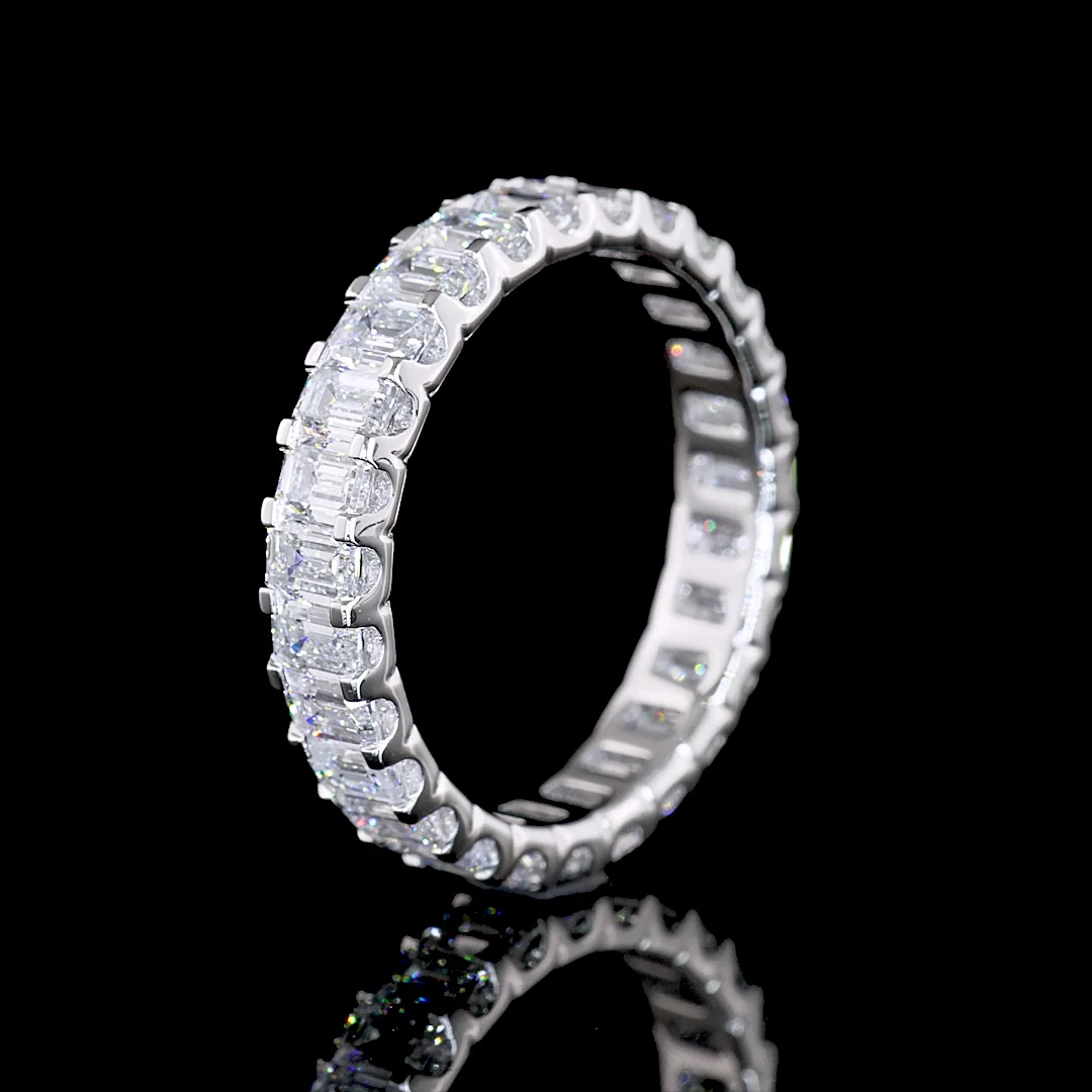 2.59 Cts 14k White Gold Emerald Shape Eternity Band Eternity Band - Image 4