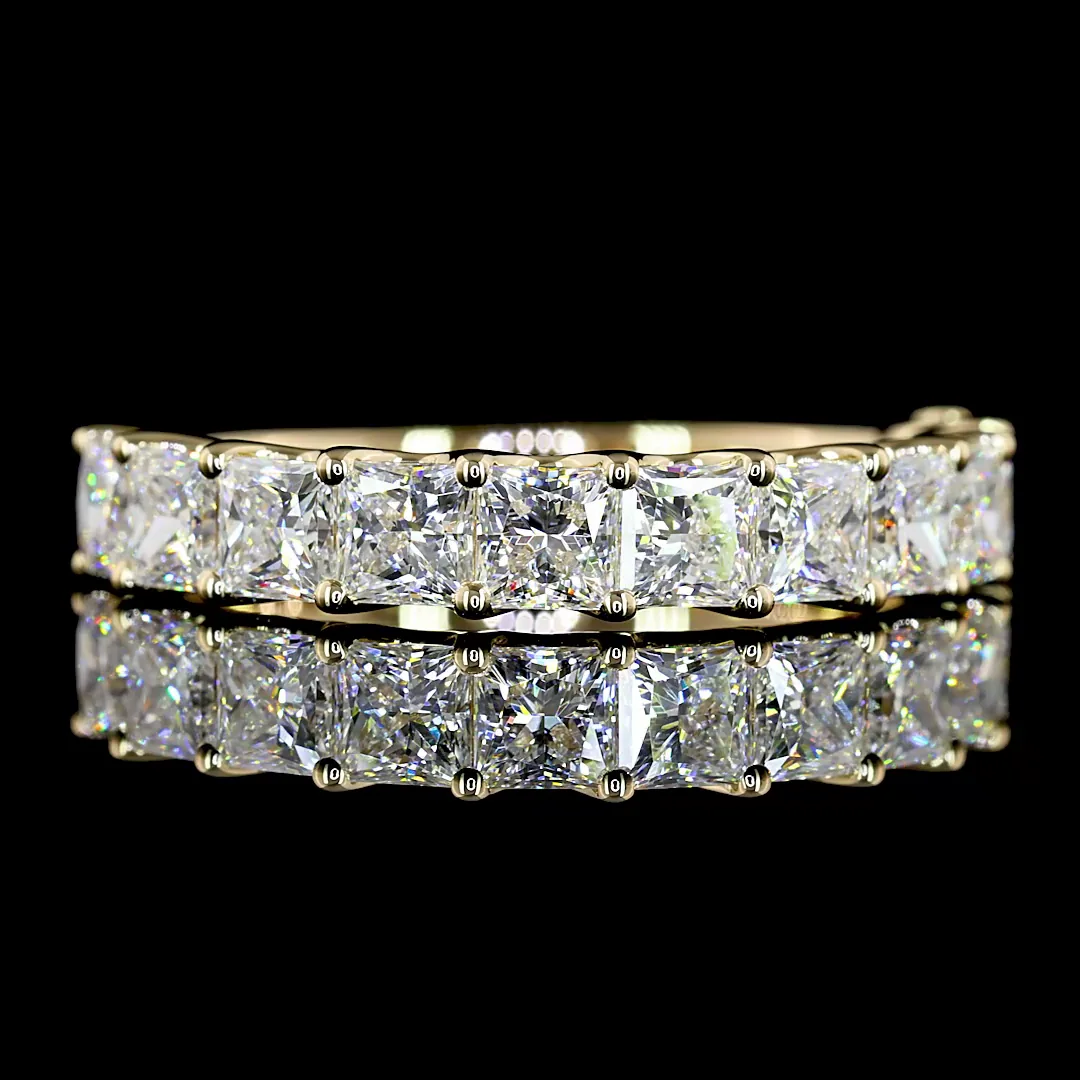 1.94 Cts 14k Yellow Gold Princess Shape Half Eternity Eternity Band - Video