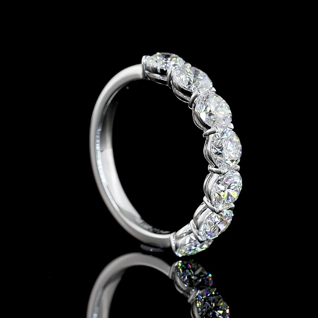 2.09 Cts 14k White Gold Round Shape 7 Stones Eternity Band - Image 2