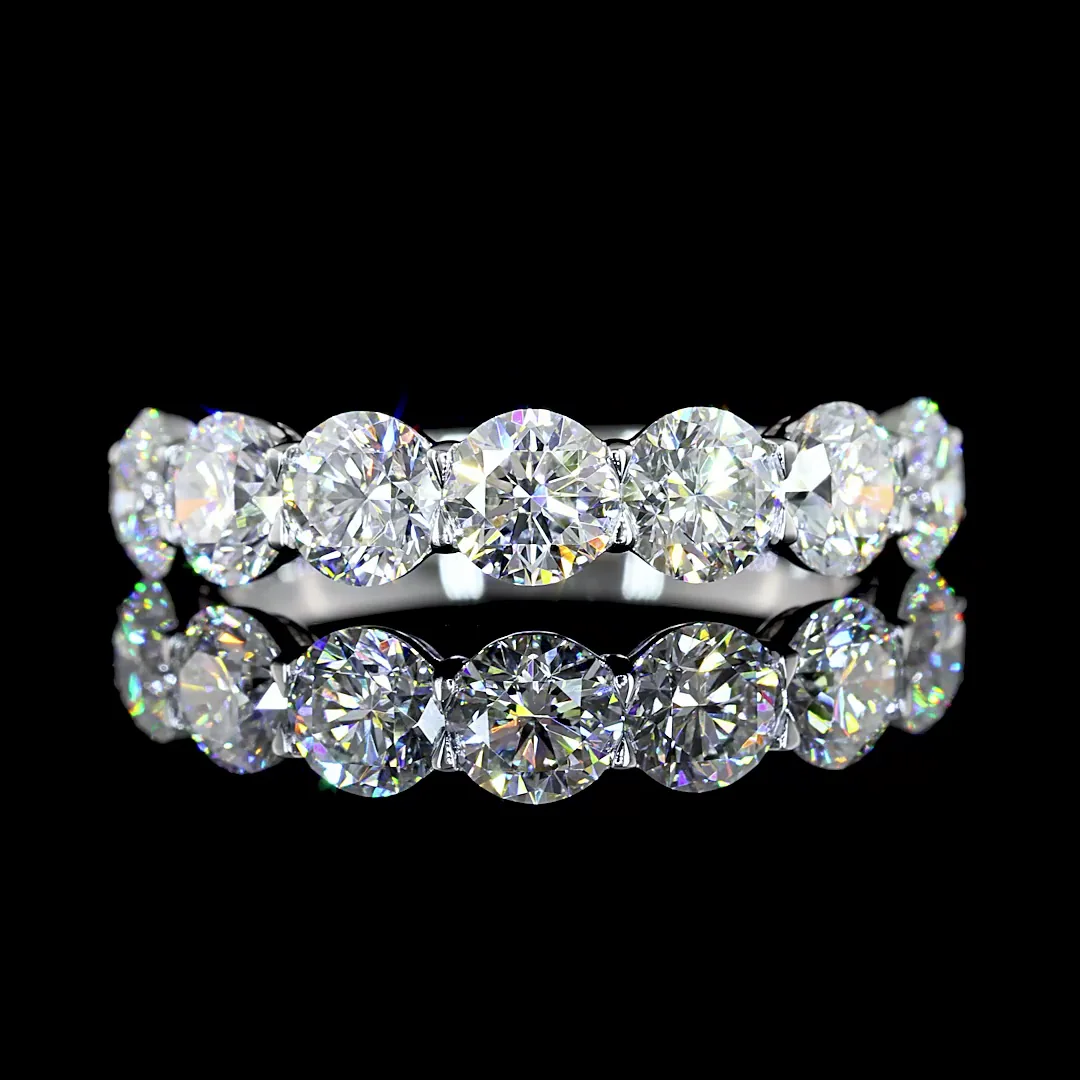 2.09 Cts 14k White Gold Round Shape 7 Stones Eternity Band - Video
