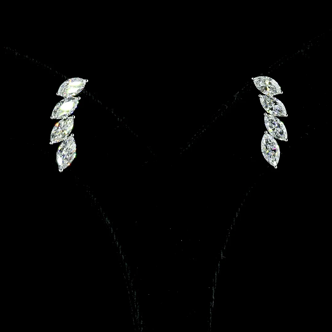 2.64 Cts 14k White Gold Marquise Shape Crawler Earring - Image 3