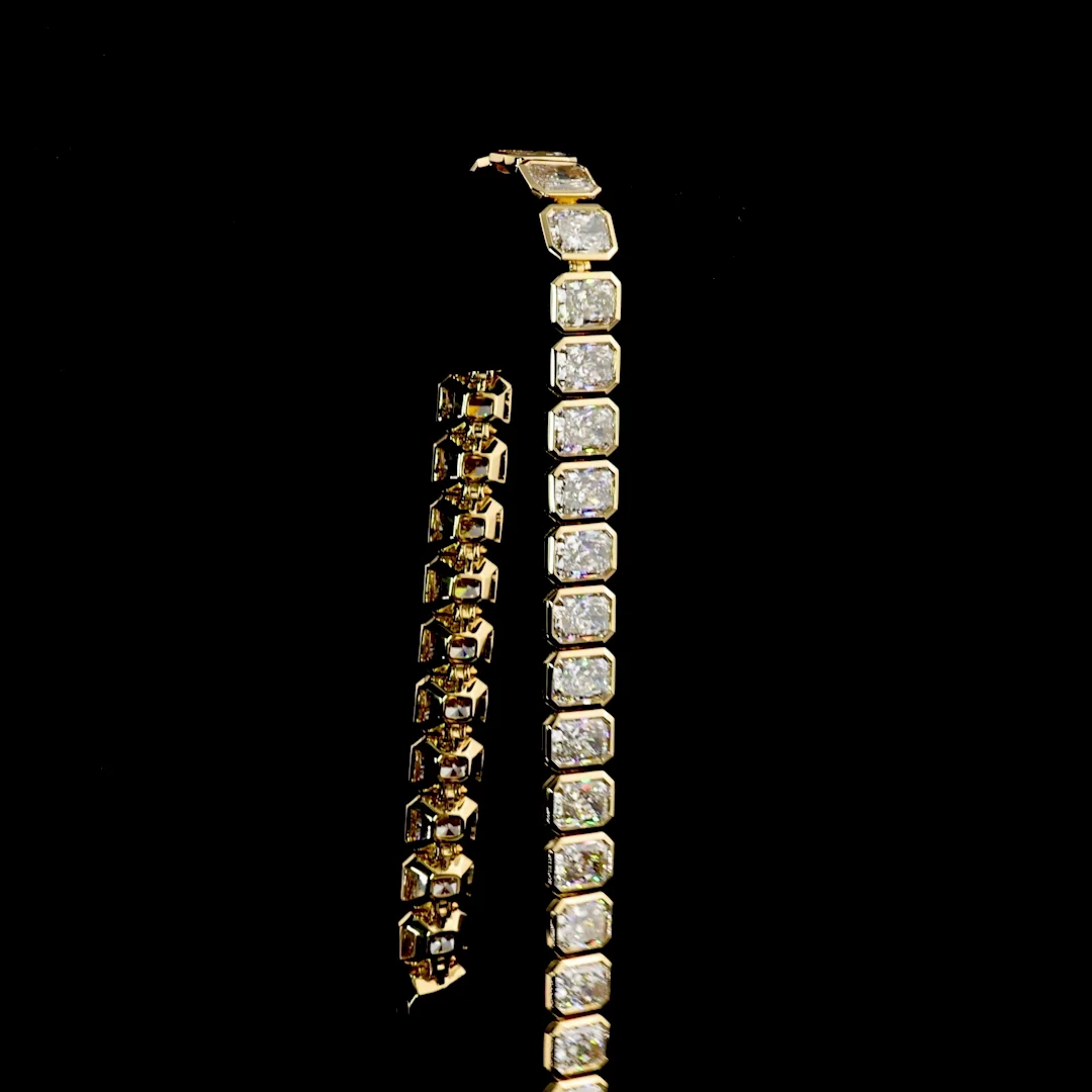 25.89 Cts 14k Yellow Gold Radiant Shape Tennis Bracelet - Image 3