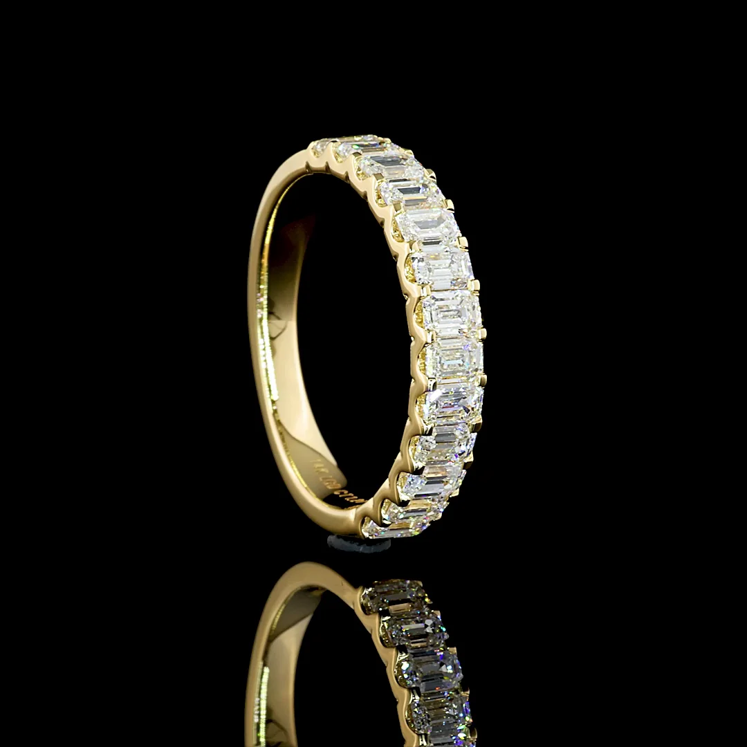 1.27 Cts 14k Yellow Gold Emerald Shape Half Eternity Eternity Band - Image 2