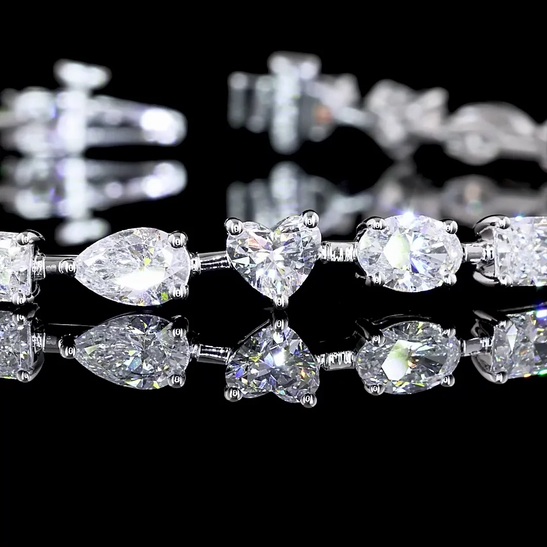 7.19 Cts 14k White Gold Mix Shape Station Bracelet - Image 2