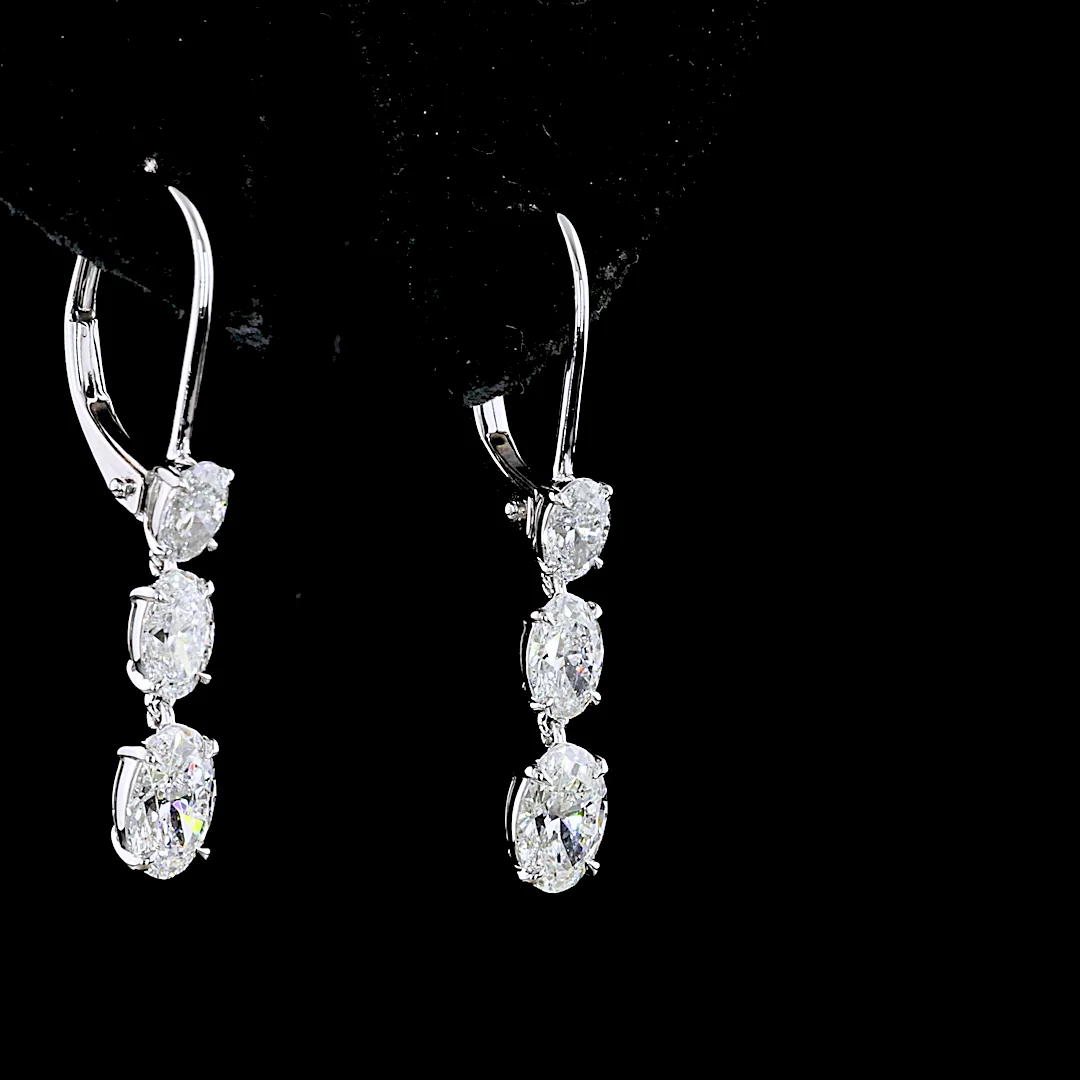 2.01 Cts 14k White Gold Oval Shape Hanging Earring - Image 2