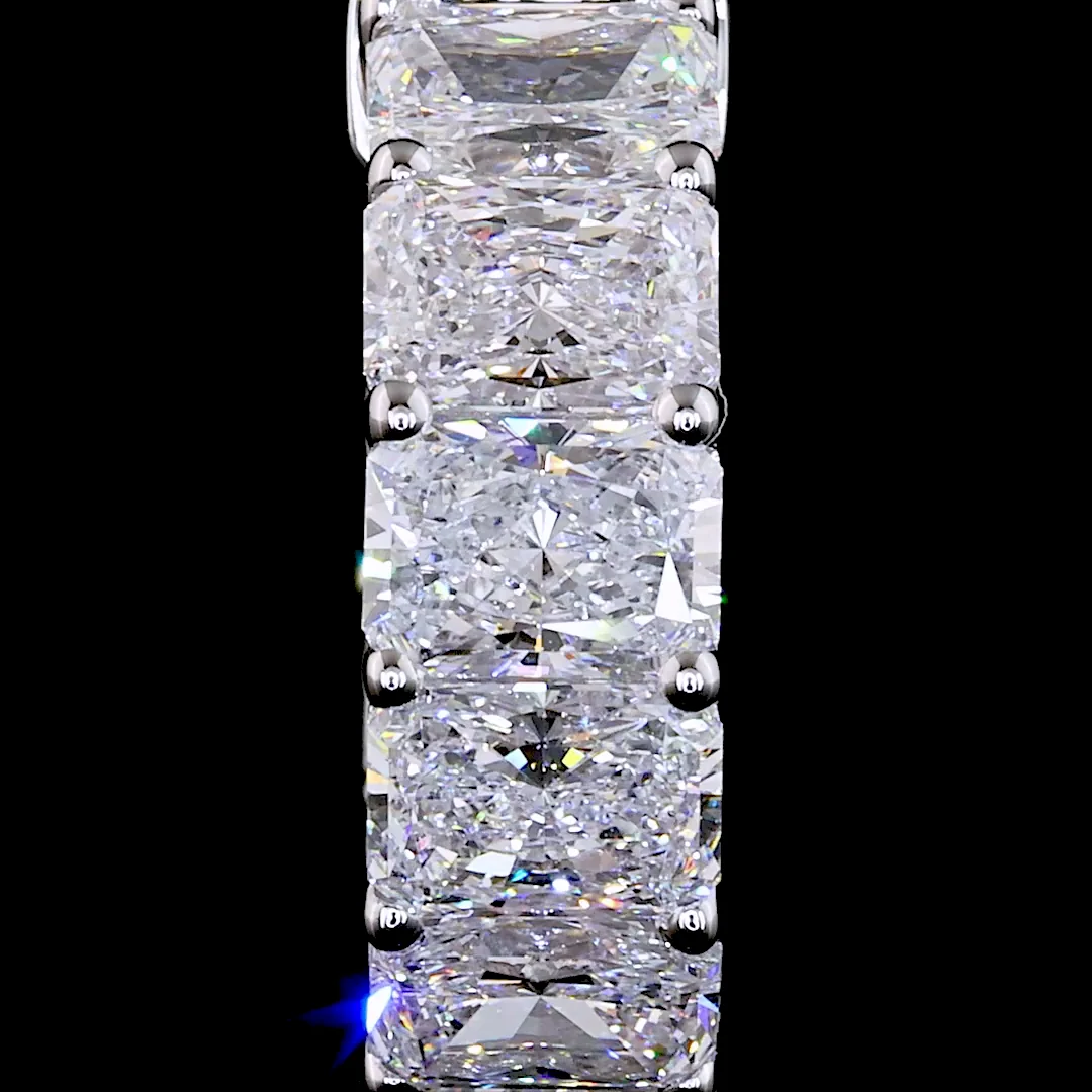 6.53 Cts 14k White Gold Radiant Shape Huggies Earring - Image 2