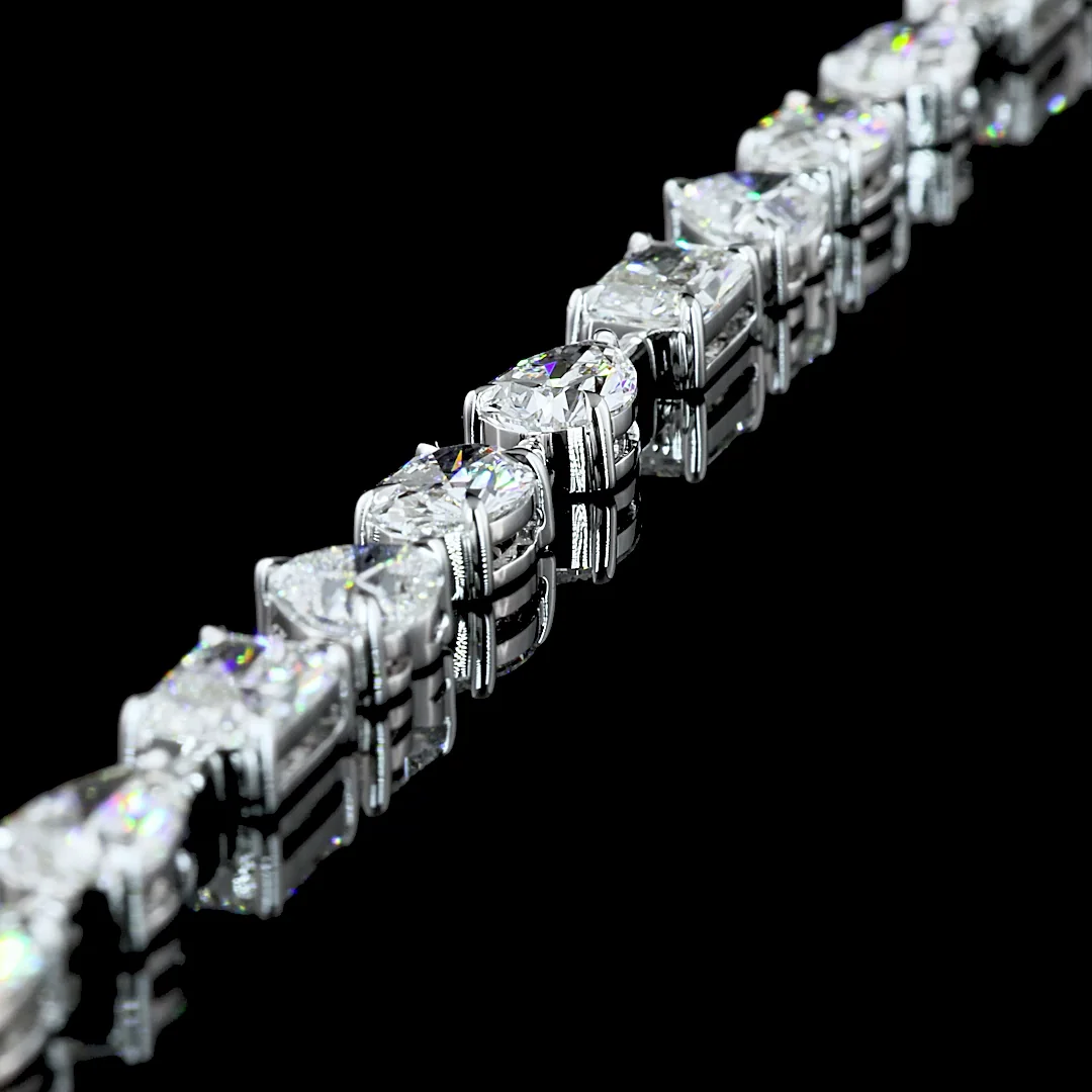 10.18 Cts 14k White Gold Mix Shape Station Bracelet - Image 2