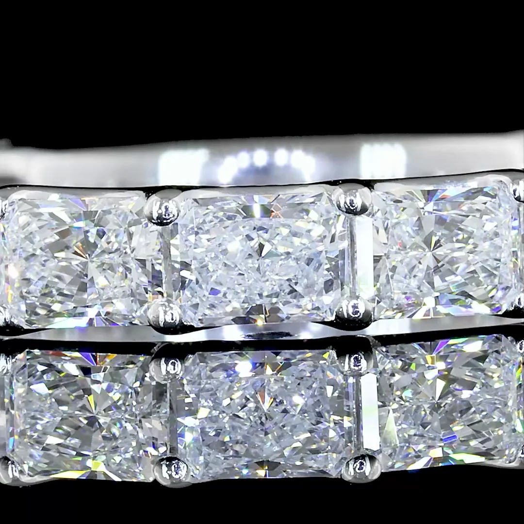 2.64 Cts Platinum Radiant Shape 3/4 Band Eternity Band - Image 3
