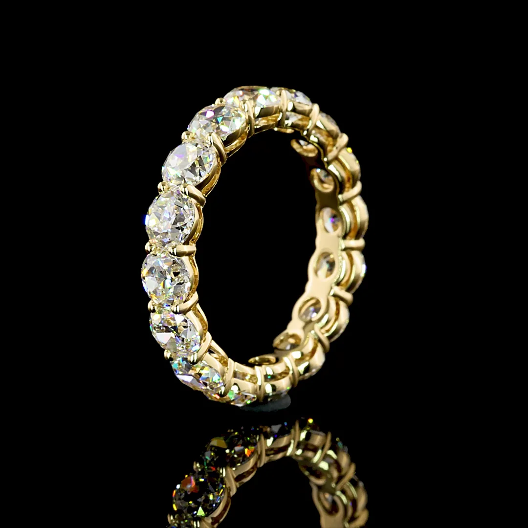 4.31 Cts 14k Yellow Gold Old European Brilliant Shape Eternity Band Eternity Band - Image 4