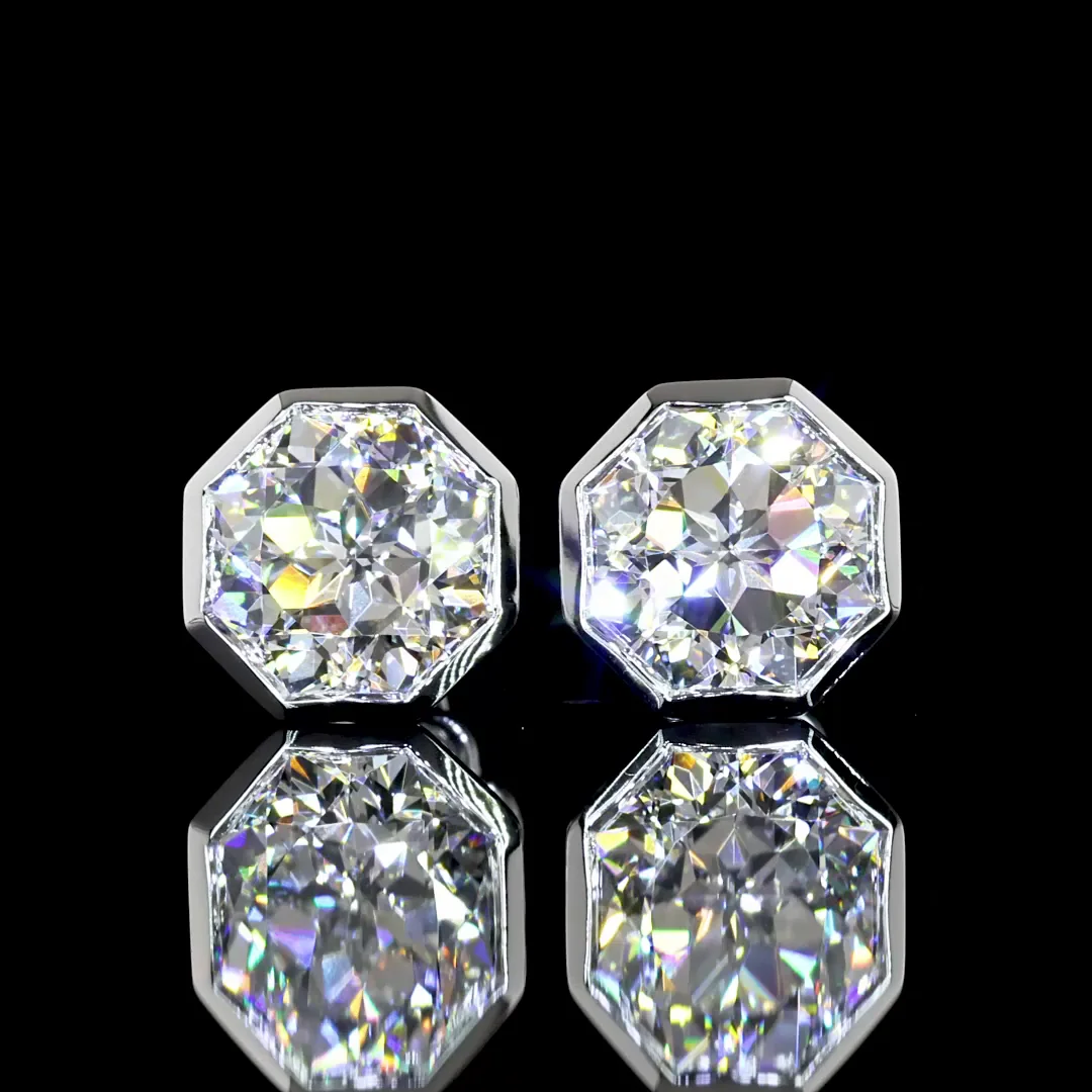 4.01 Cts 14k White Gold Octagon Nova Shape Martini Earring - Image 2