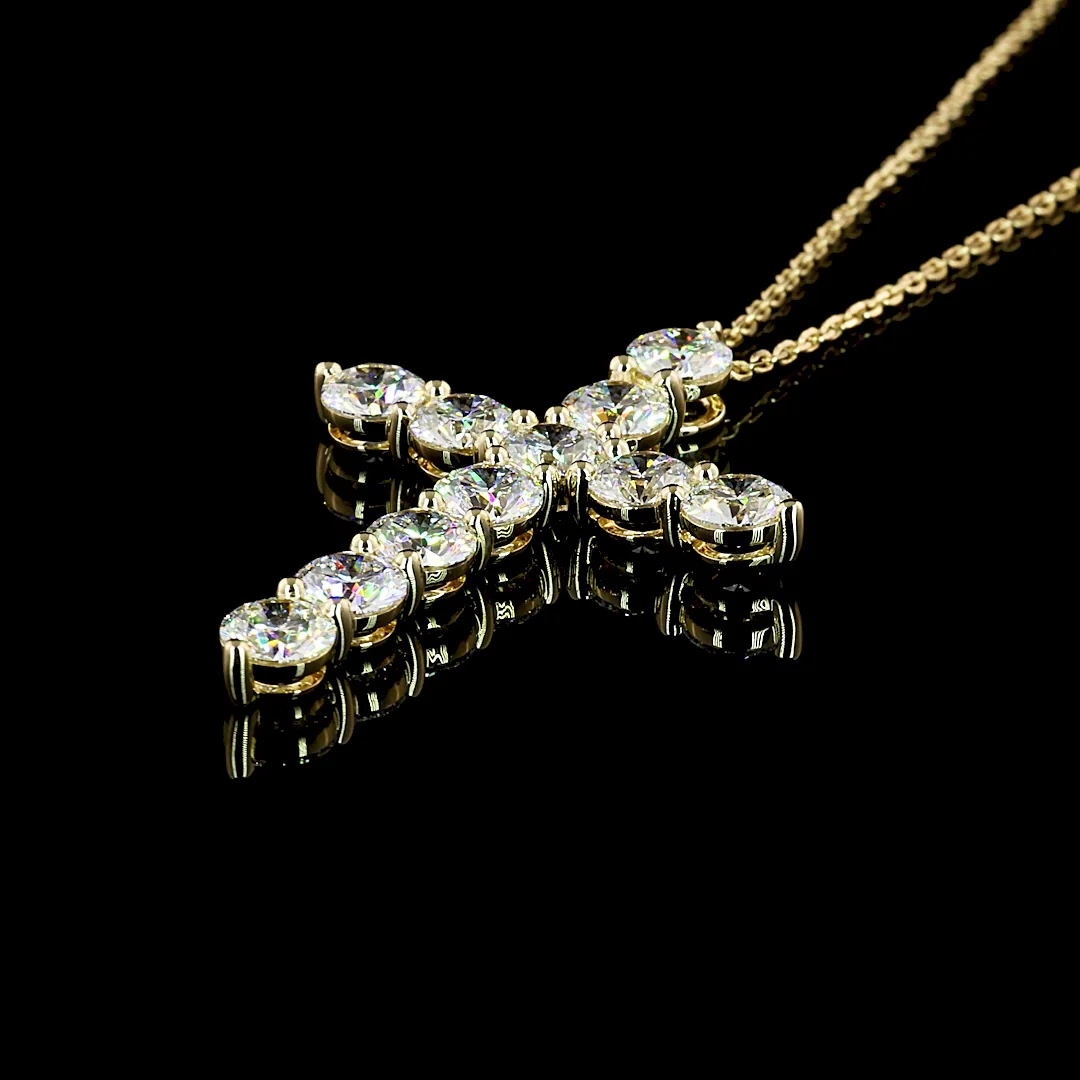 3.61 Cts 14k Yellow Gold Round Shape Symbol Pendant - Image 4