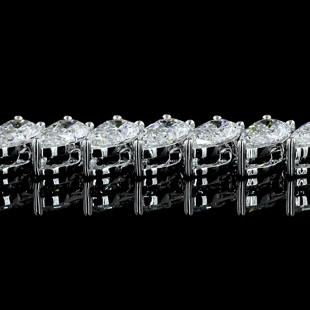 7.9 Cts 14k White Gold Pear Shape Tennis Bracelet - Image 4