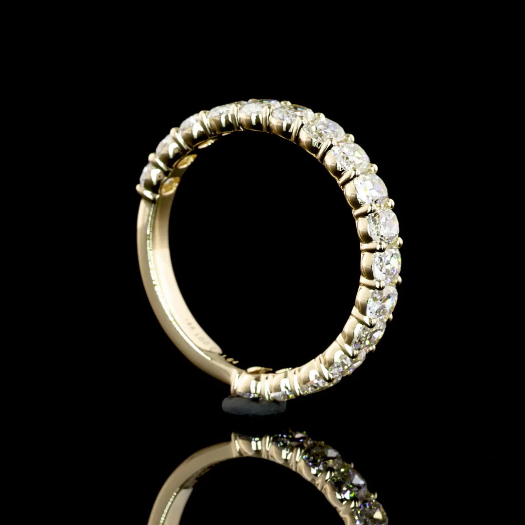 1.64 Cts 14k Yellow Gold Antique Cushion Shape 3/4 Band Eternity Band - Image 3