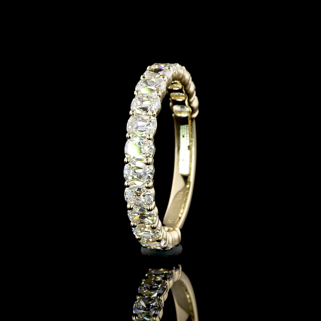 1.64 Cts 14k Yellow Gold Antique Cushion Shape 3/4 Band Eternity Band - Image 4
