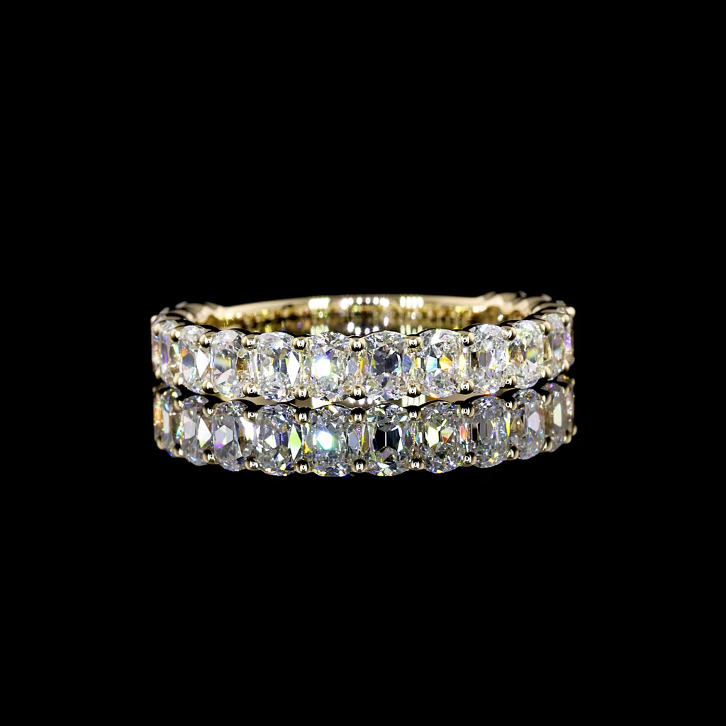 1.64 Cts 14k Yellow Gold Antique Cushion Shape 3/4 Band Eternity Band - Video