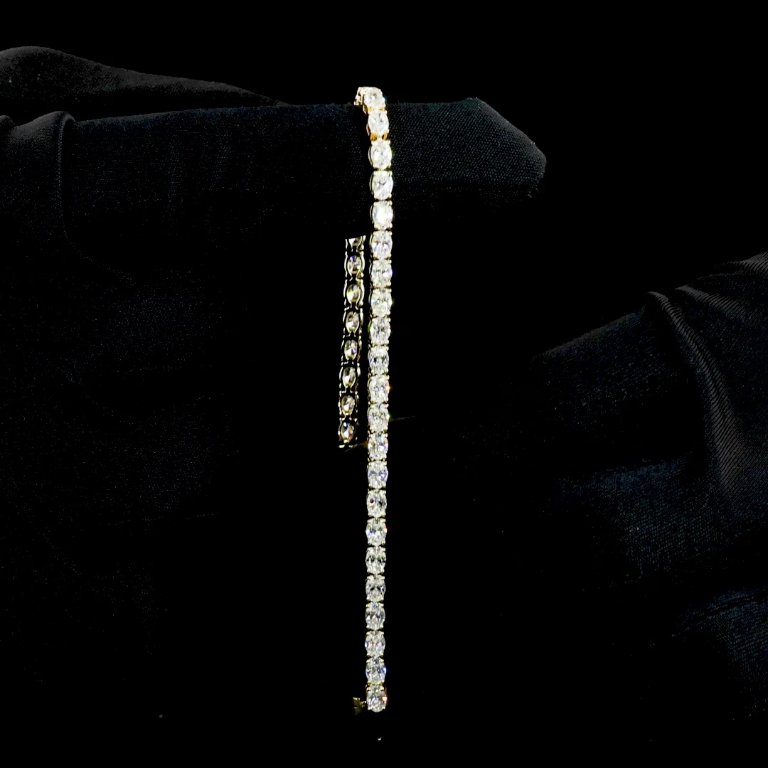 5.23 Cts 14k Yellow Gold Oval Shape Tennis Bracelet - Image 4