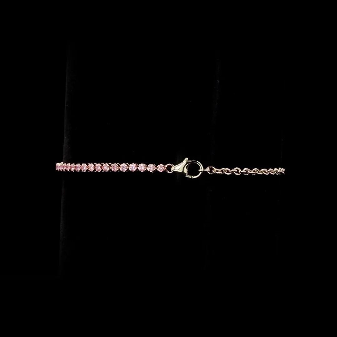 0.93 Cts 14k Yellow Gold Round Shape Tennis Bracelet - Image 3
