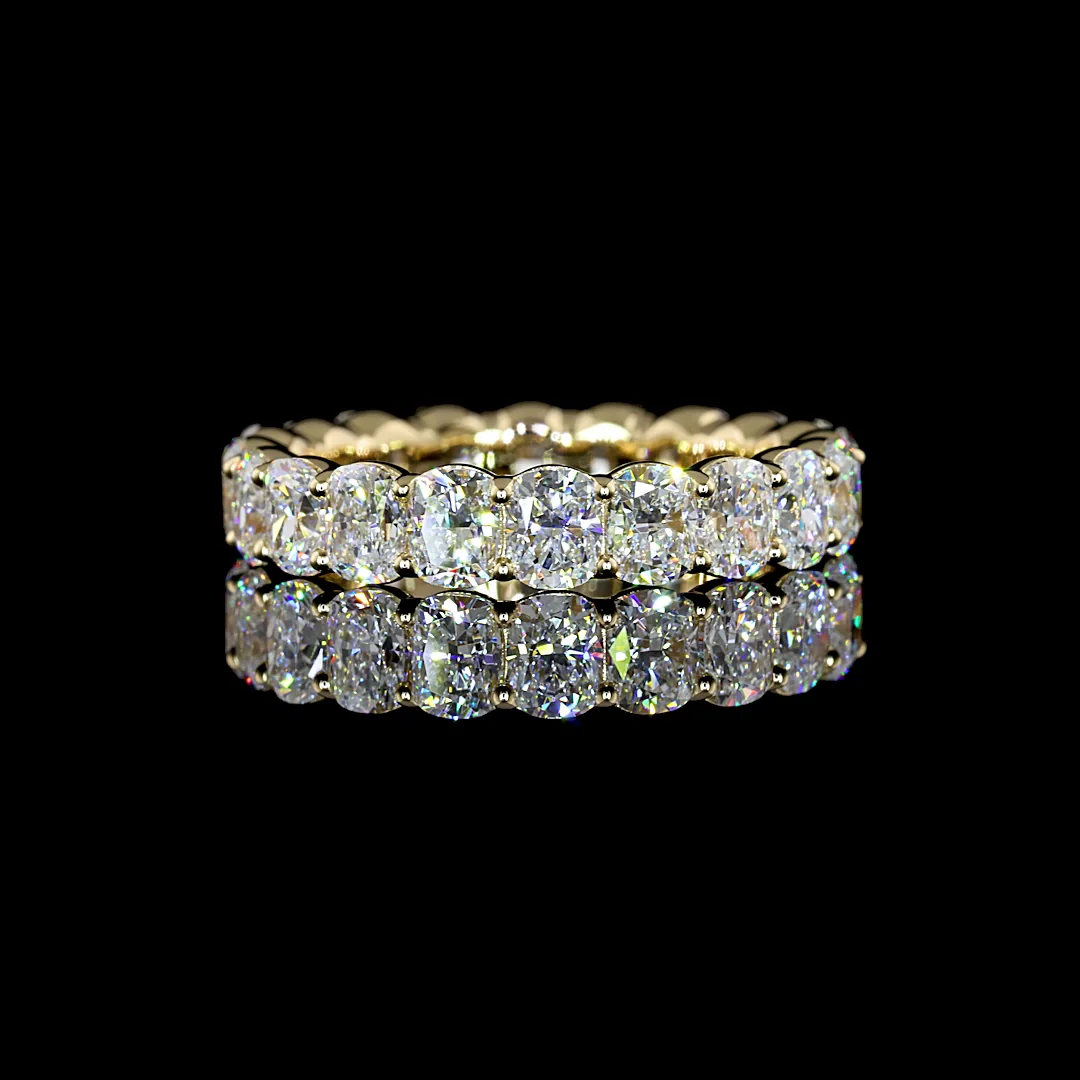 3.58 Cts 14k Yellow Gold Cushion Brilliant Shape Eternity Band Eternity Band - Video