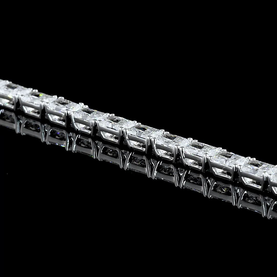 8.34 Cts 14k White Gold Radiant Shape Tennis Bracelet - Image 3