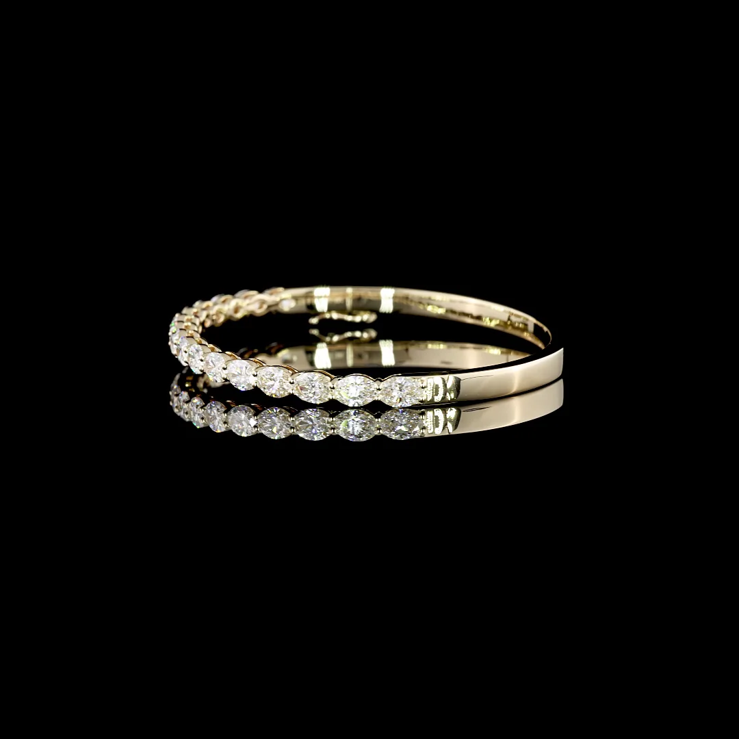 2.83 Cts 14k Yellow Gold Oval Shape Bangles Bracelet - Image 4