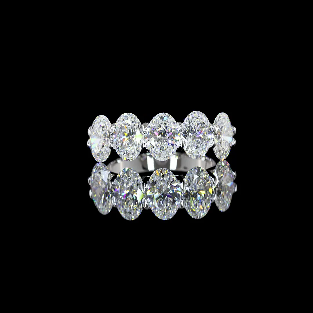 3.1 Cts Platinum Oval Shape 5 Stones Eternity Band - Video