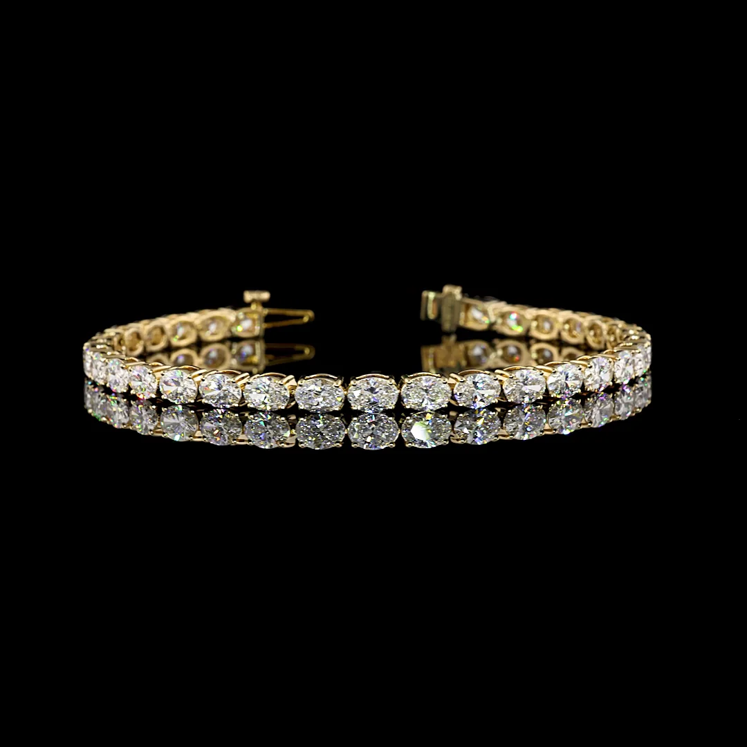 8.02 Cts 14k Yellow Gold Oval Shape Tennis Bracelet - Video