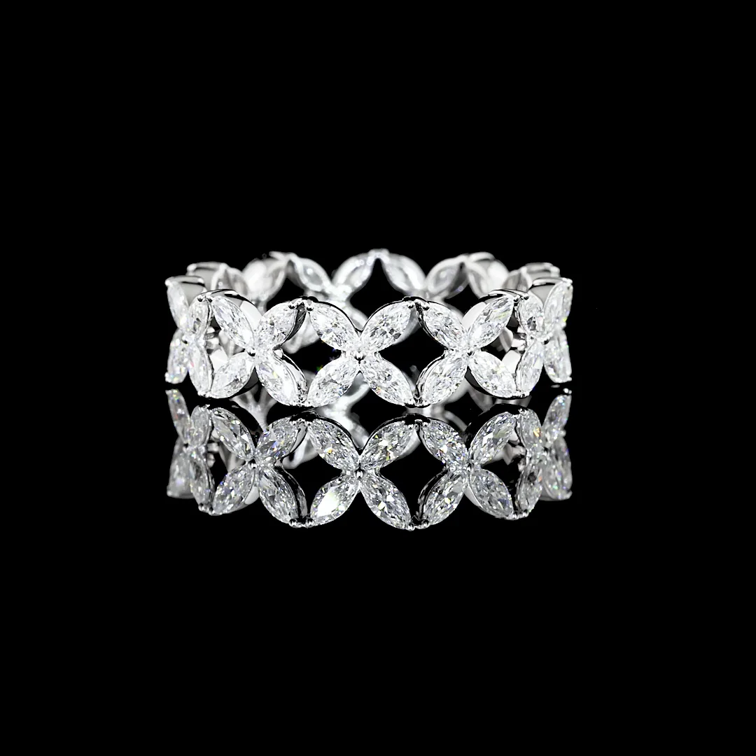 1.4 Cts 18k White Gold Marquise Shape Eternity Band Eternity Band - Video