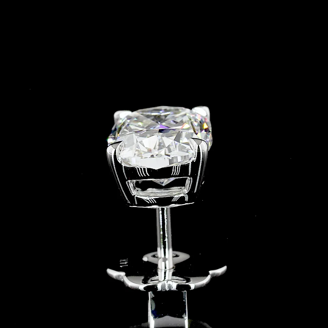 3.26 Cts 14k White Gold Cushion Brilliant Shape Studs Earring - Image 3