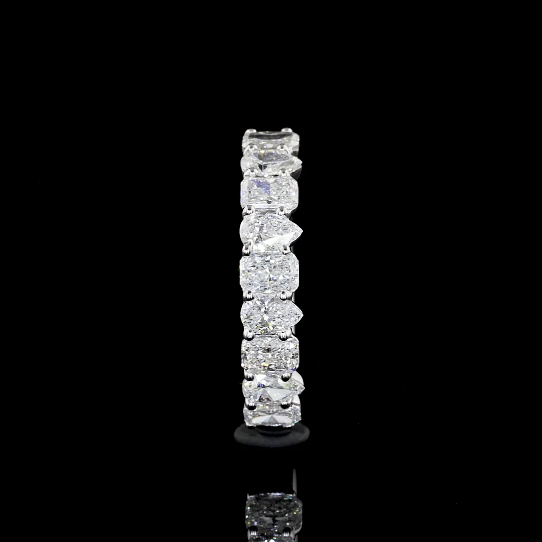 0.97 Cts 14k White Gold Mix Shape Half Eternity Eternity Band - Image 3