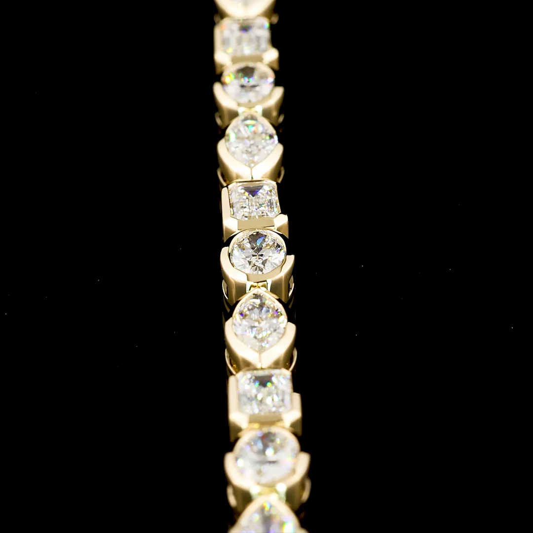 7.9 Cts 14k Yellow Gold Mix Shape Tennis Bracelet - Image 3