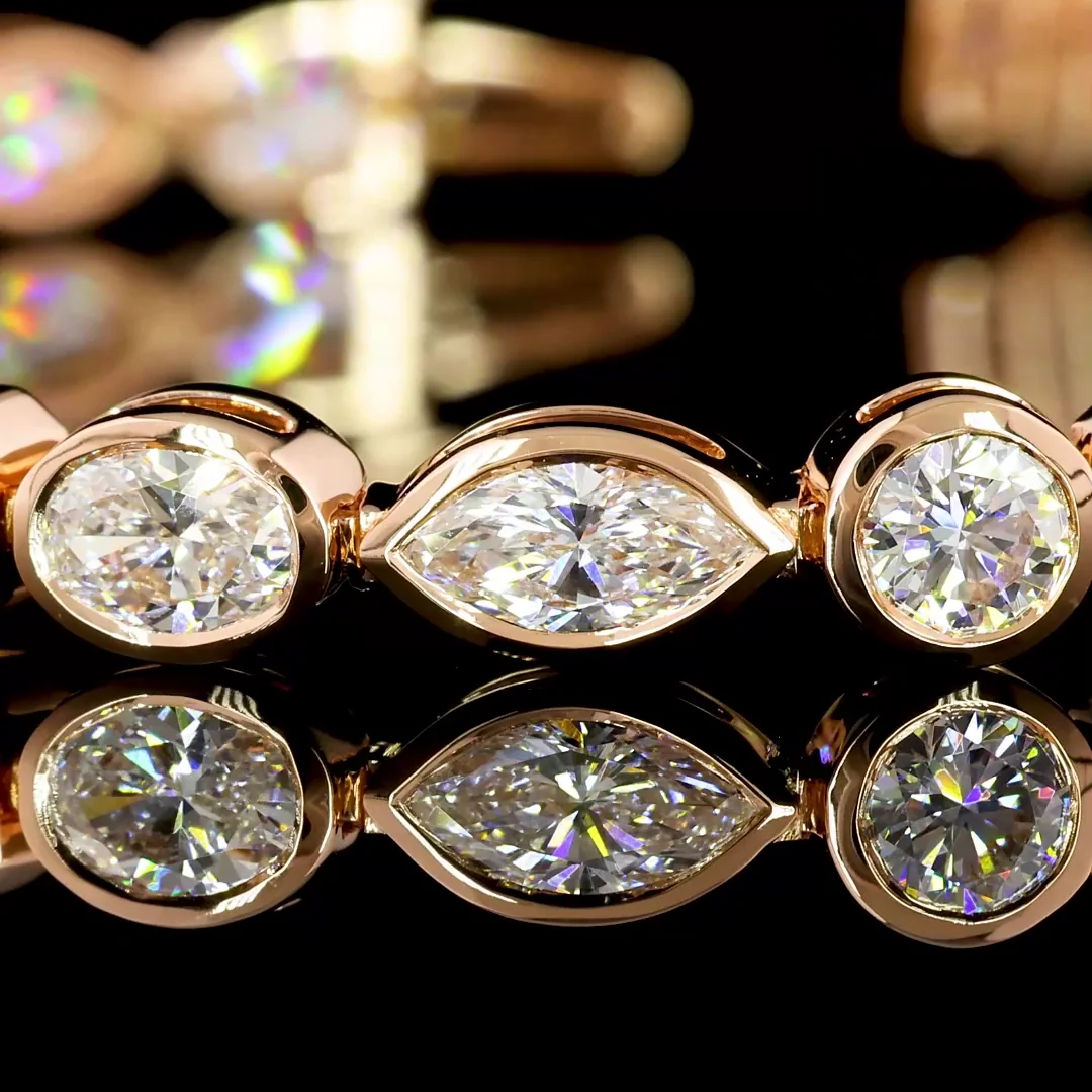 8.09 Cts 14k Rose Gold Mix Shape Tennis Bracelet - Image 2