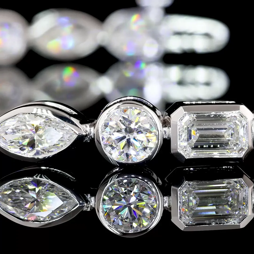 7.93 Cts 14k White Gold Mix Shape Tennis Bracelet - Image 2