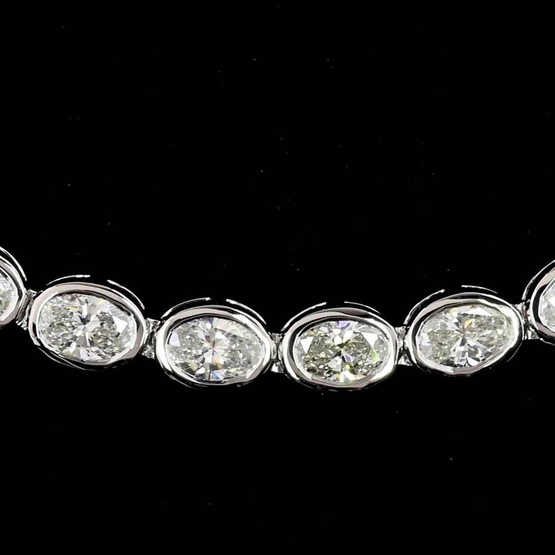 9.95 Cts 14k White Gold Oval Shape Tennis Necklace - Image 2