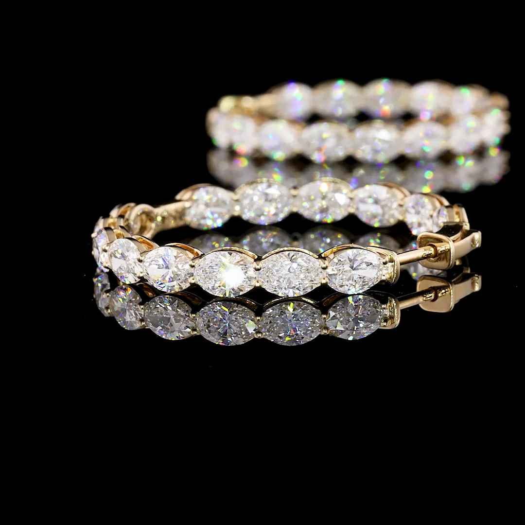 6.17 Cts 14k Yellow Gold Oval Shape Hoops Earring - Image 4