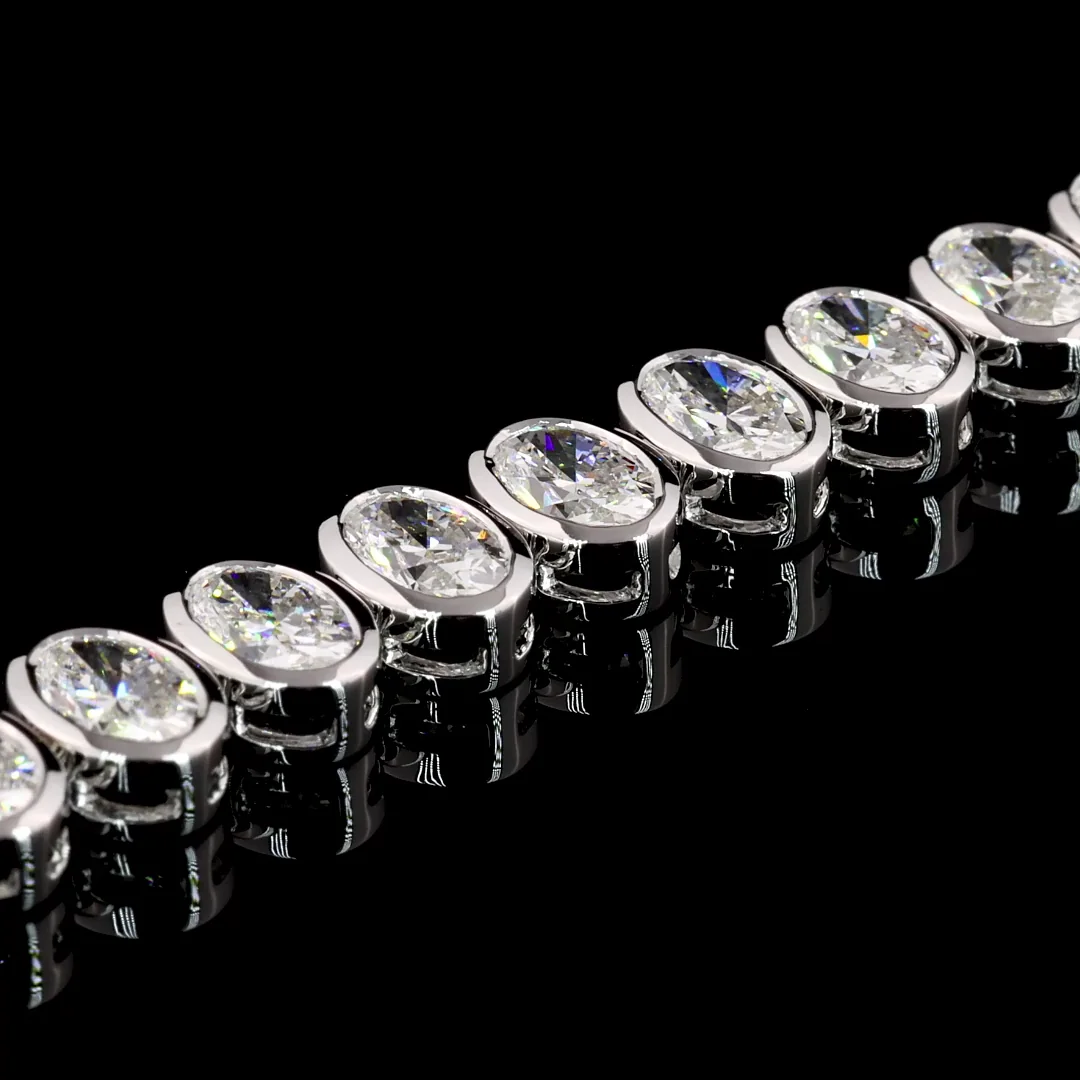 10.23 Cts 14k White Gold Oval Shape Tennis Bracelet - Image 3