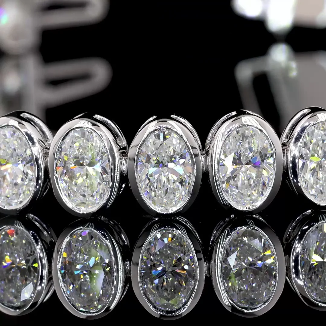 10.23 Cts 14k White Gold Oval Shape Tennis Bracelet - Image 4