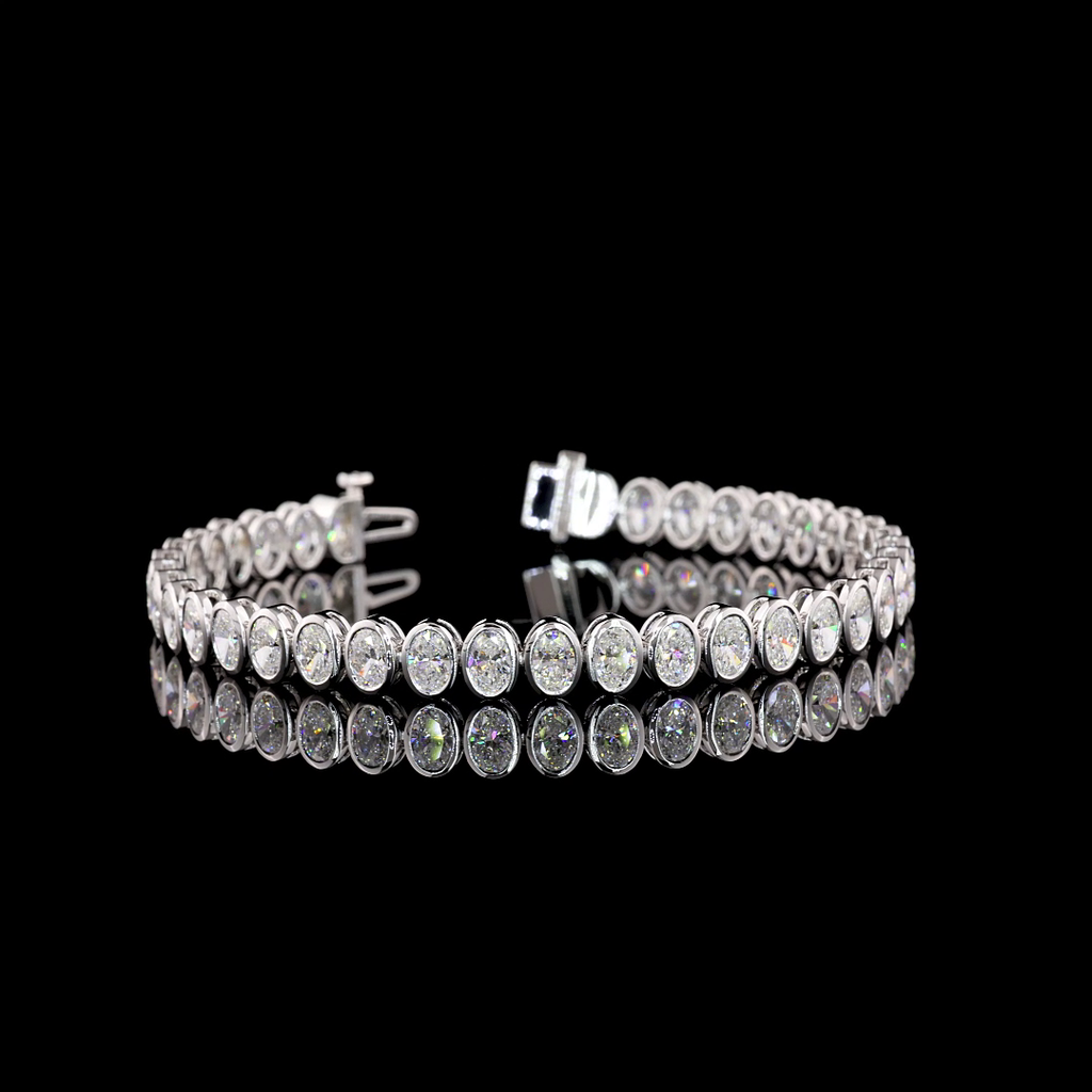 10.23 Cts 14k White Gold Oval Shape Tennis Bracelet - Video