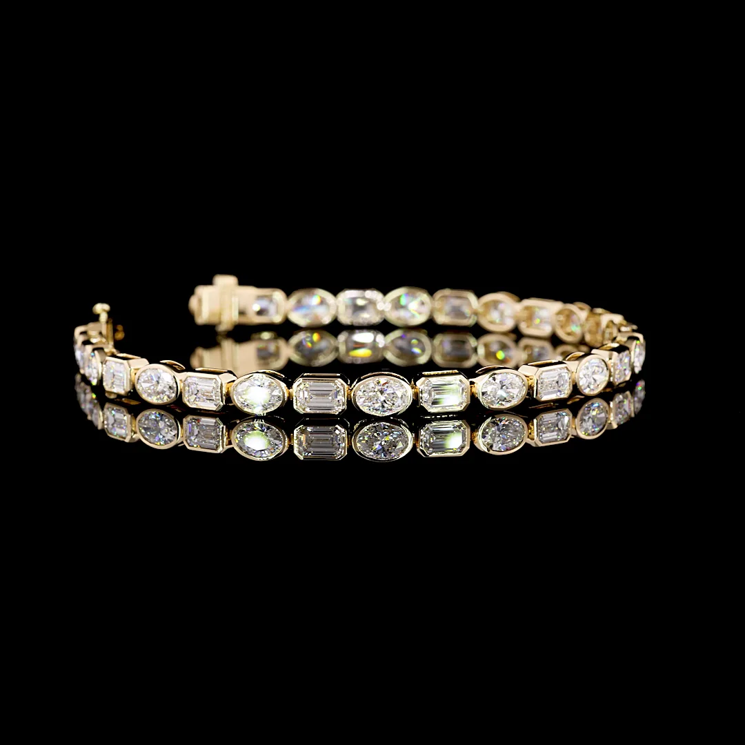 8.51 Cts 18k Yellow Gold Mix Shape Tennis Bracelet - Video